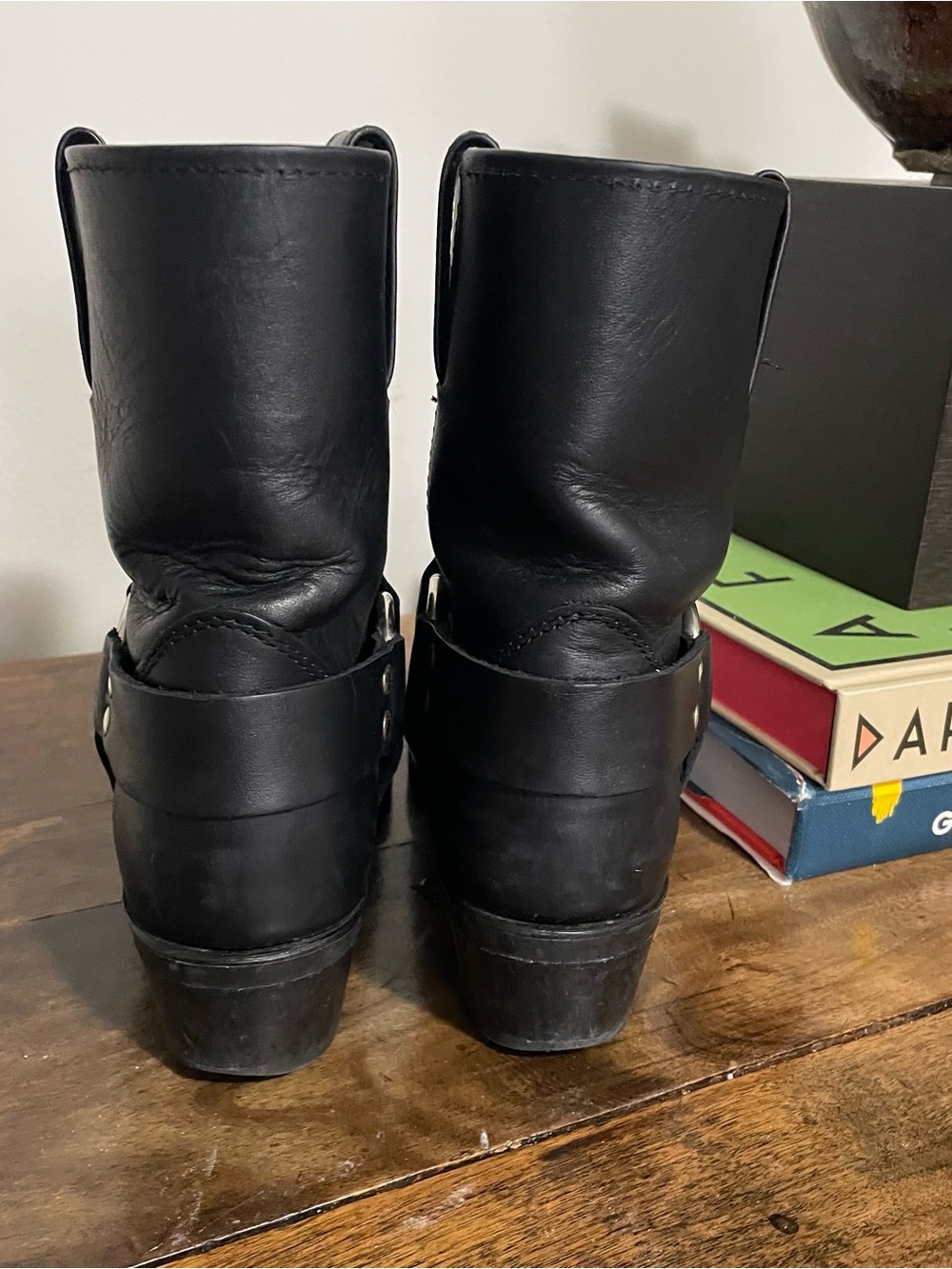 EUC Frye Black Leather Harness Moto Boots - Picture 3 of 7